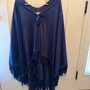 Marc New York Blue Poncho with Tassels